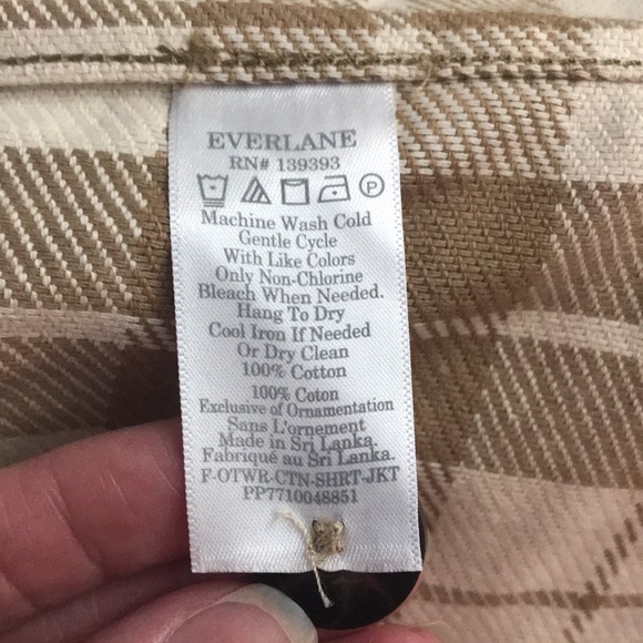 🆕EVERLANE *NWT*🆕 Plaid SHACKET CAMEL & IVORY size XXS - Picture 6 of 9
